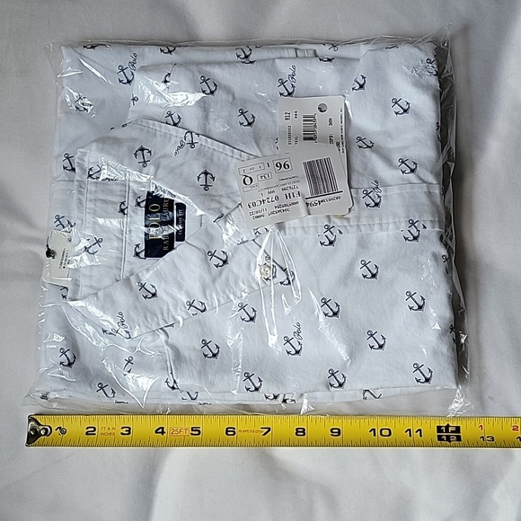 POLO Ralph Lauren Classic Fit Button-down Short Sleeve Anchor Print Shirt - Picture 1 of 3
